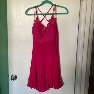 Bright Pink Women’s Lace Dress Size Large